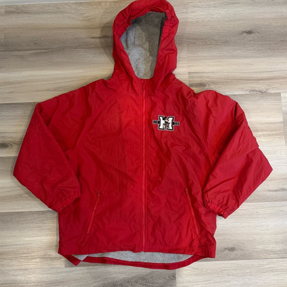 Disneyland Red Minnie Mouse Cozy Zip Up Hooded Adult Jacket Size Large